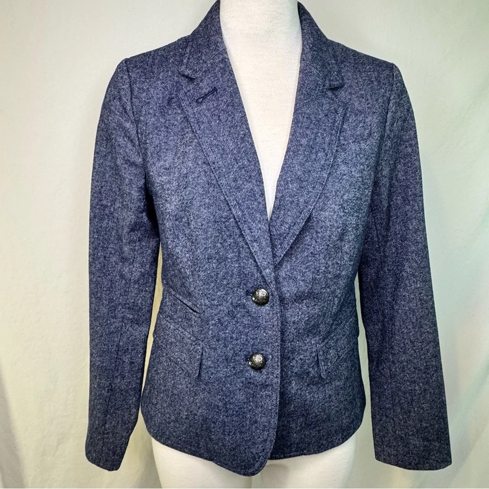 Banana Republic Dark Blue Wool Blend Blazer Size 4 - Picture 1 of 8